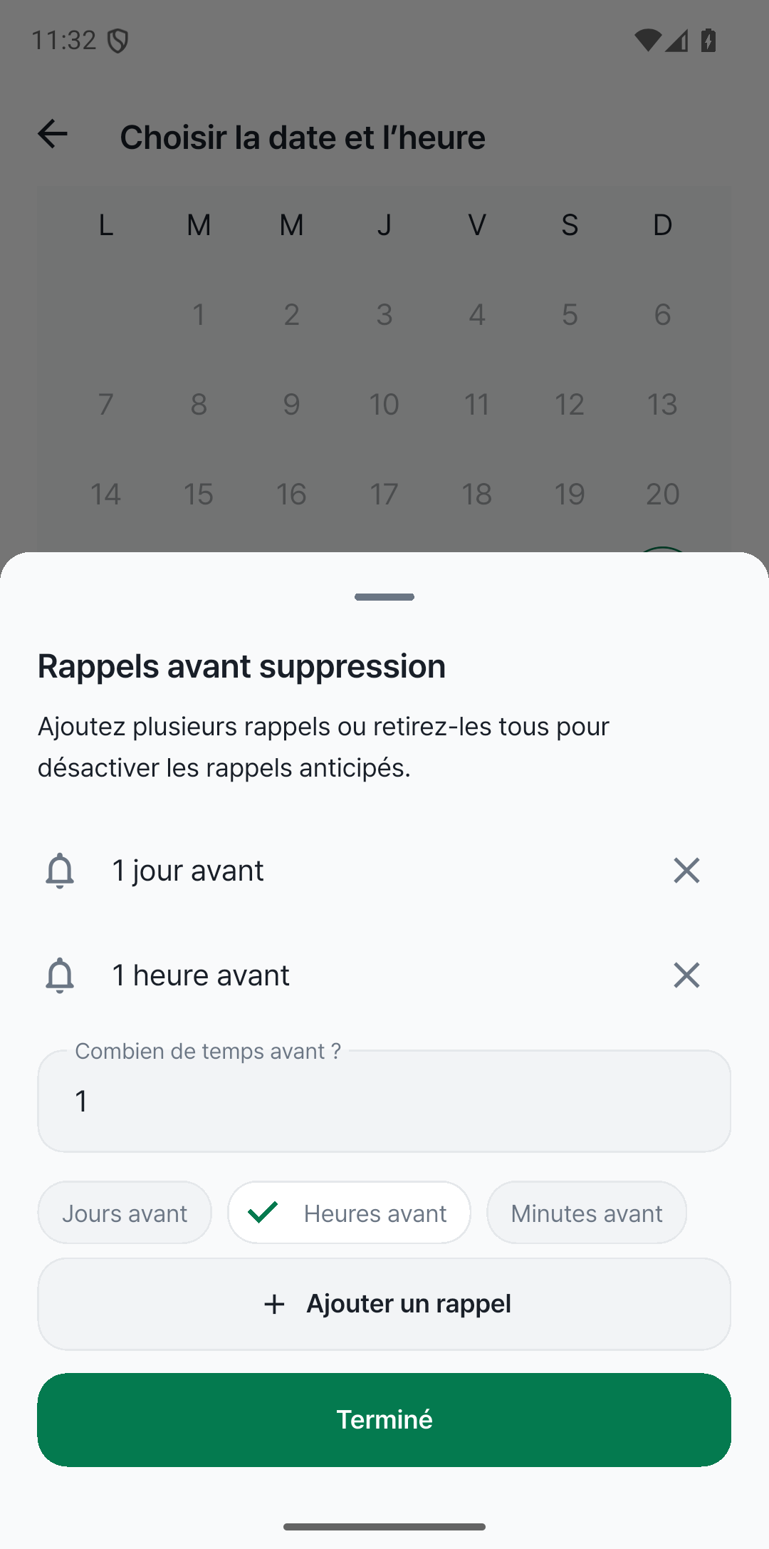 Un rappel avant la suppression